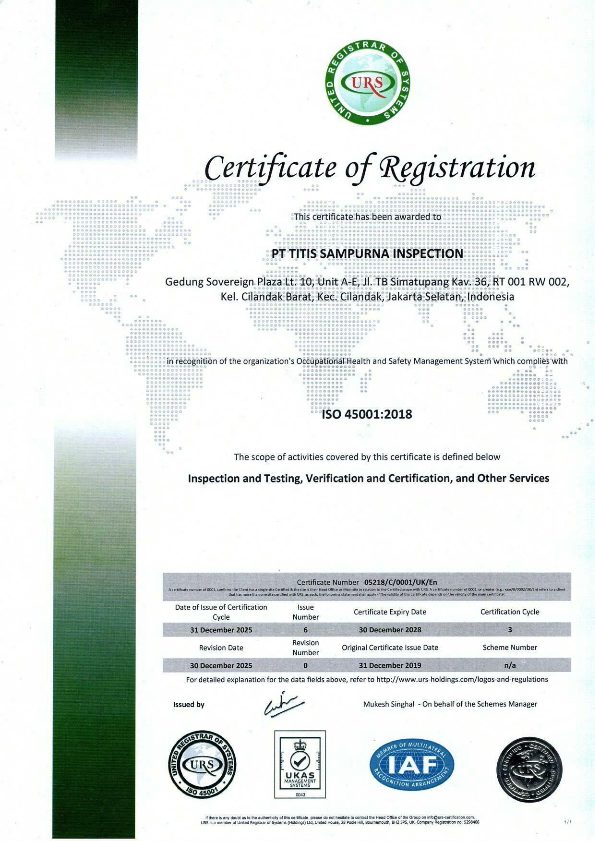 ISO 45001:2018 Certificate